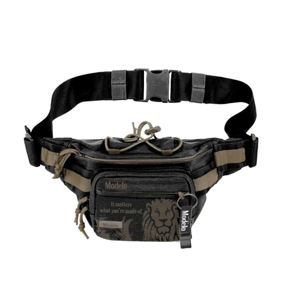 Modelo Black Waist Pack Bag with Bottle Opener – Adjustable Strap, Multi-Pocket